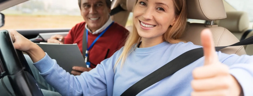 Driving instructor explaining road rules at AAA Car Driving School